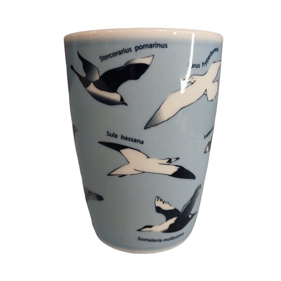 2007 Porsgrund Norway Birds Cup Mug Norweigan Blue And White Multisided 3 1/4" - Picture 4 of 7